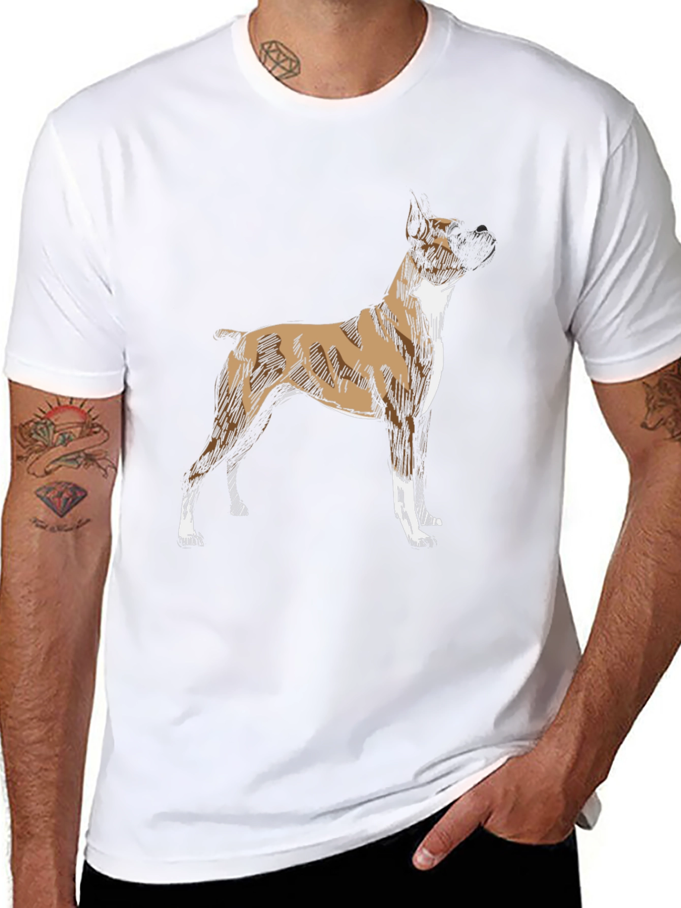 Boxer Dog Graphic Print Black T-Shirt