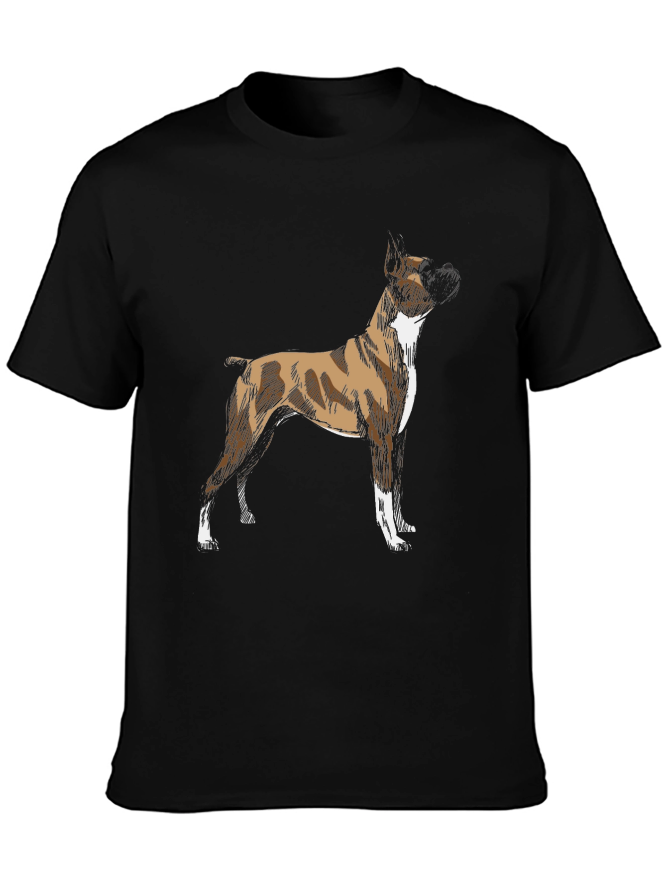 Boxer Dog Graphic Print Black T-Shirt