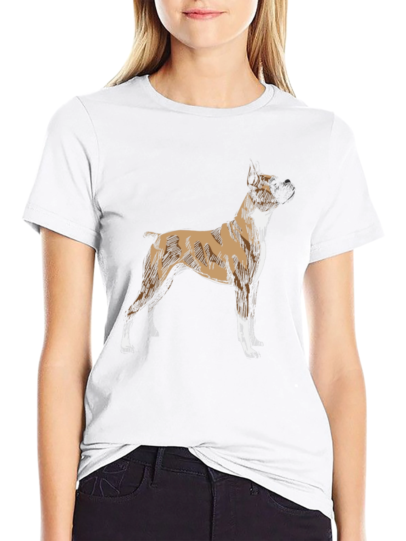 Boxer Dog Graphic Print Black T-Shirt