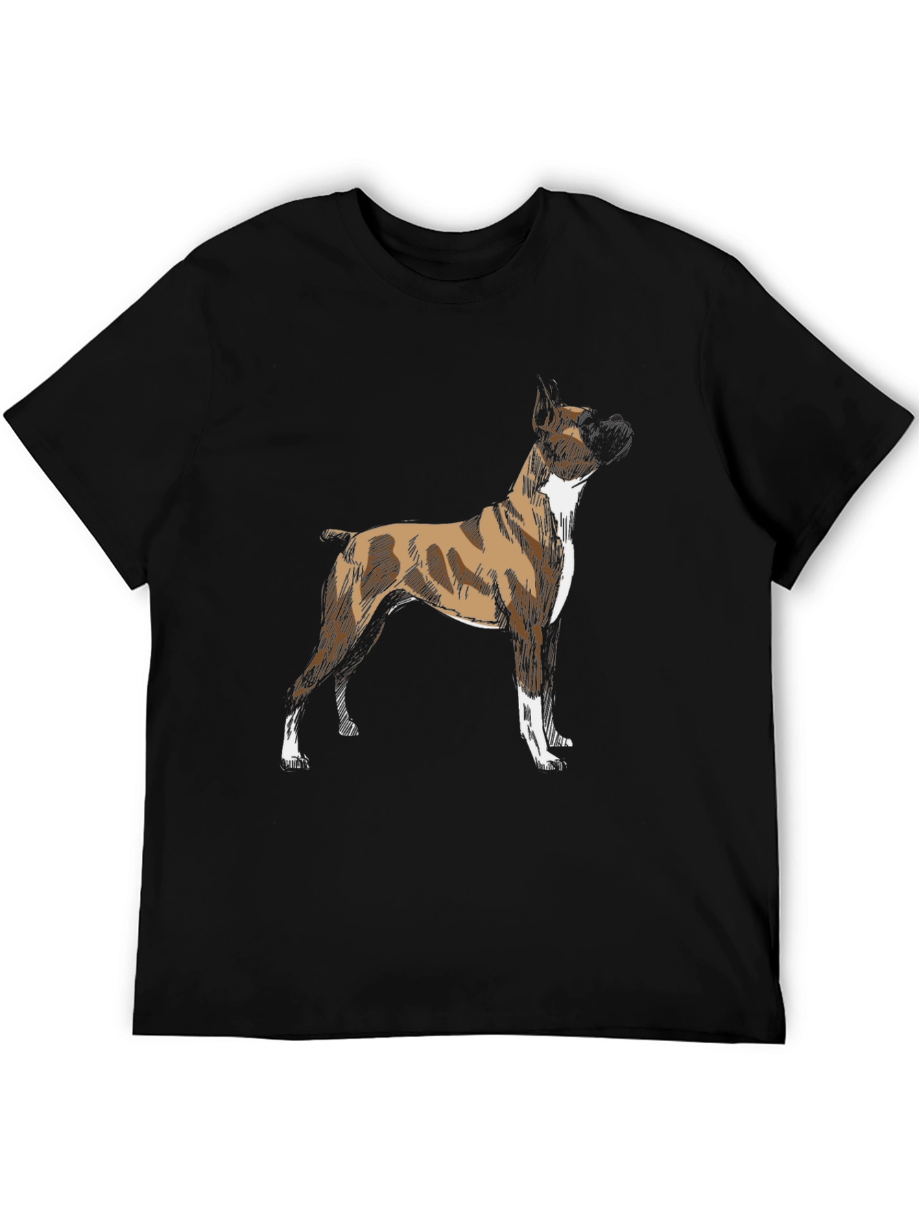 Boxer Dog Graphic Print Black T-Shirt