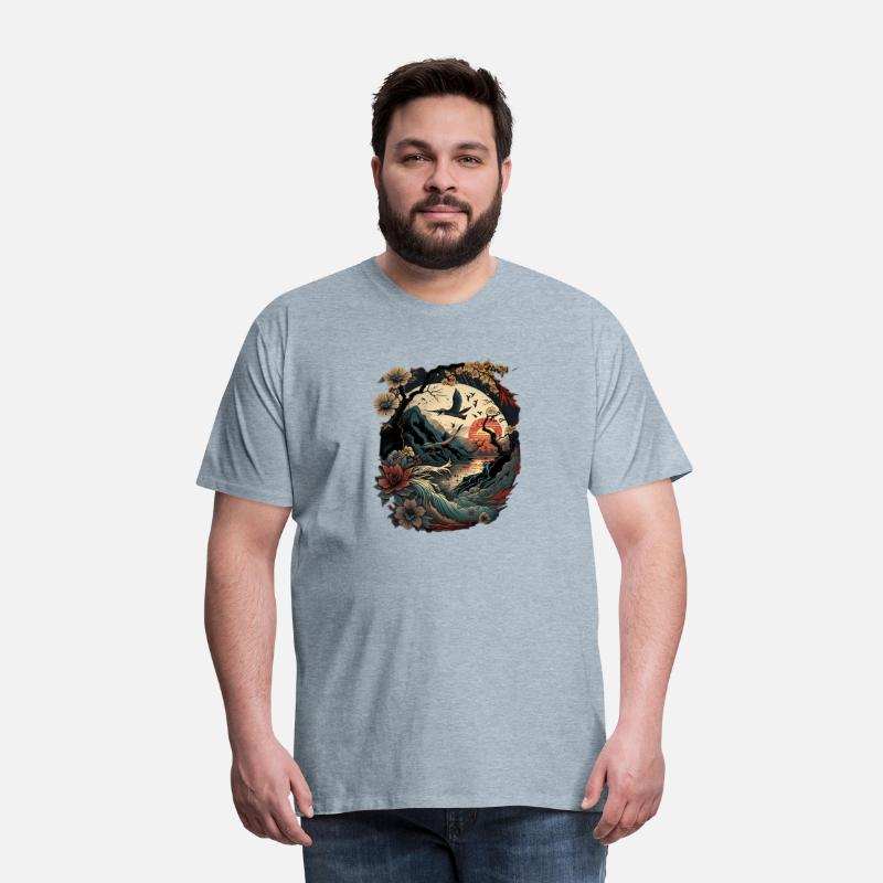 Retro Japanese Birds Cherry Blossom And Vintage