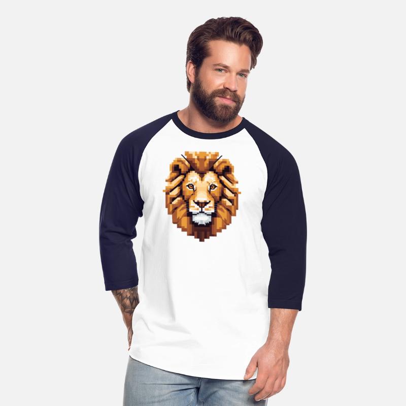 Retro Pixel Art Lion Head Design - Cool