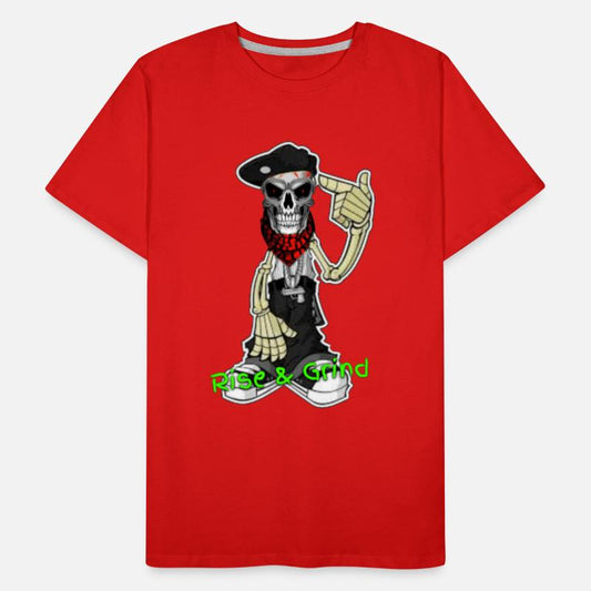 RISE AND GRIND SKELETON MAN LOGO DESIGNED BY CON