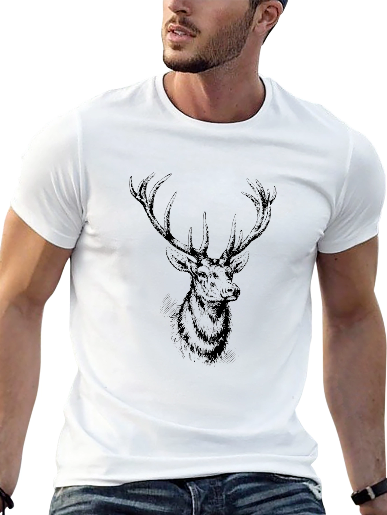 Black Deer Graphic Tee - Mens Casual Fit