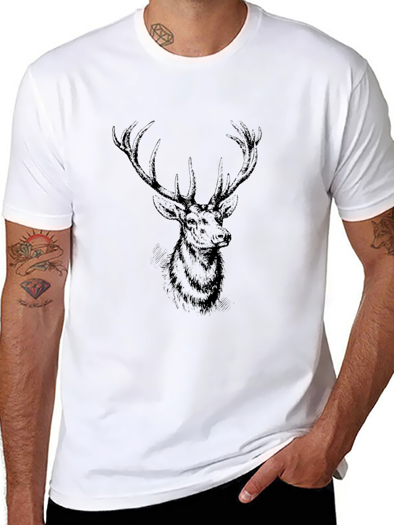 Black Deer Graphic Tee - Mens Casual Fit