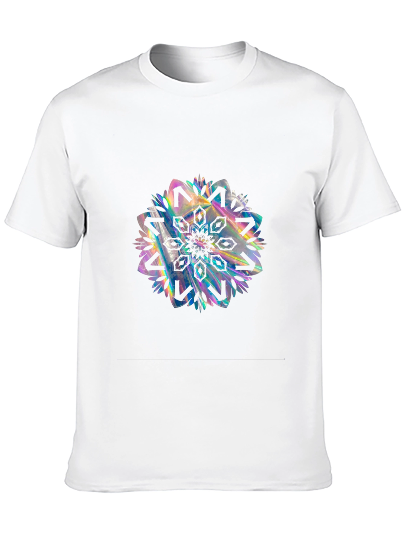 Black Tee with Holographic Mandala Design