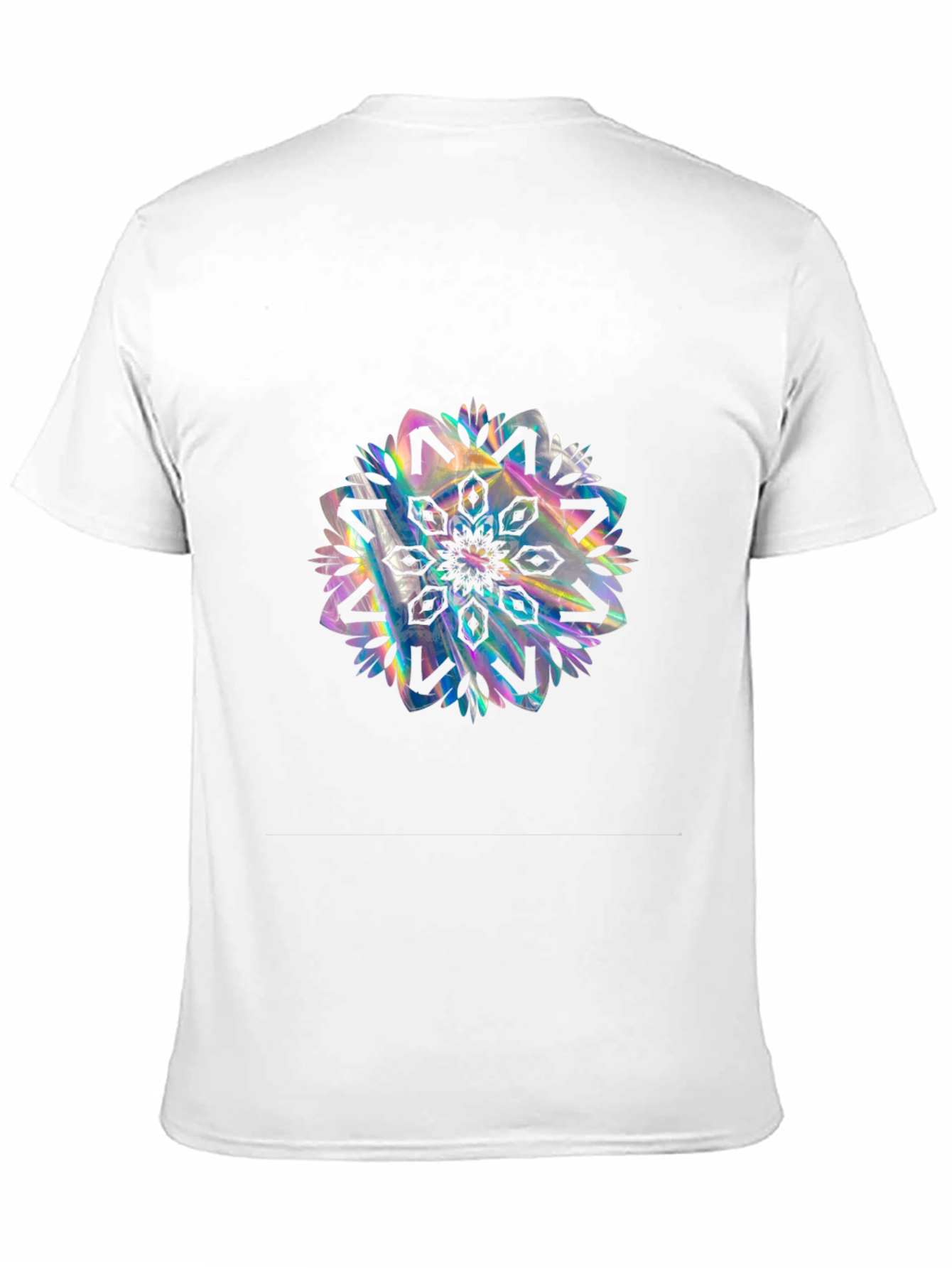 Black Tee with Holographic Mandala Design