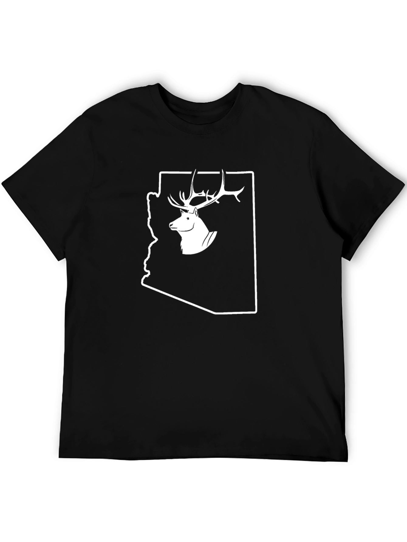 Arizona Deer Graphic Tee - Black Cotton T-Shirt