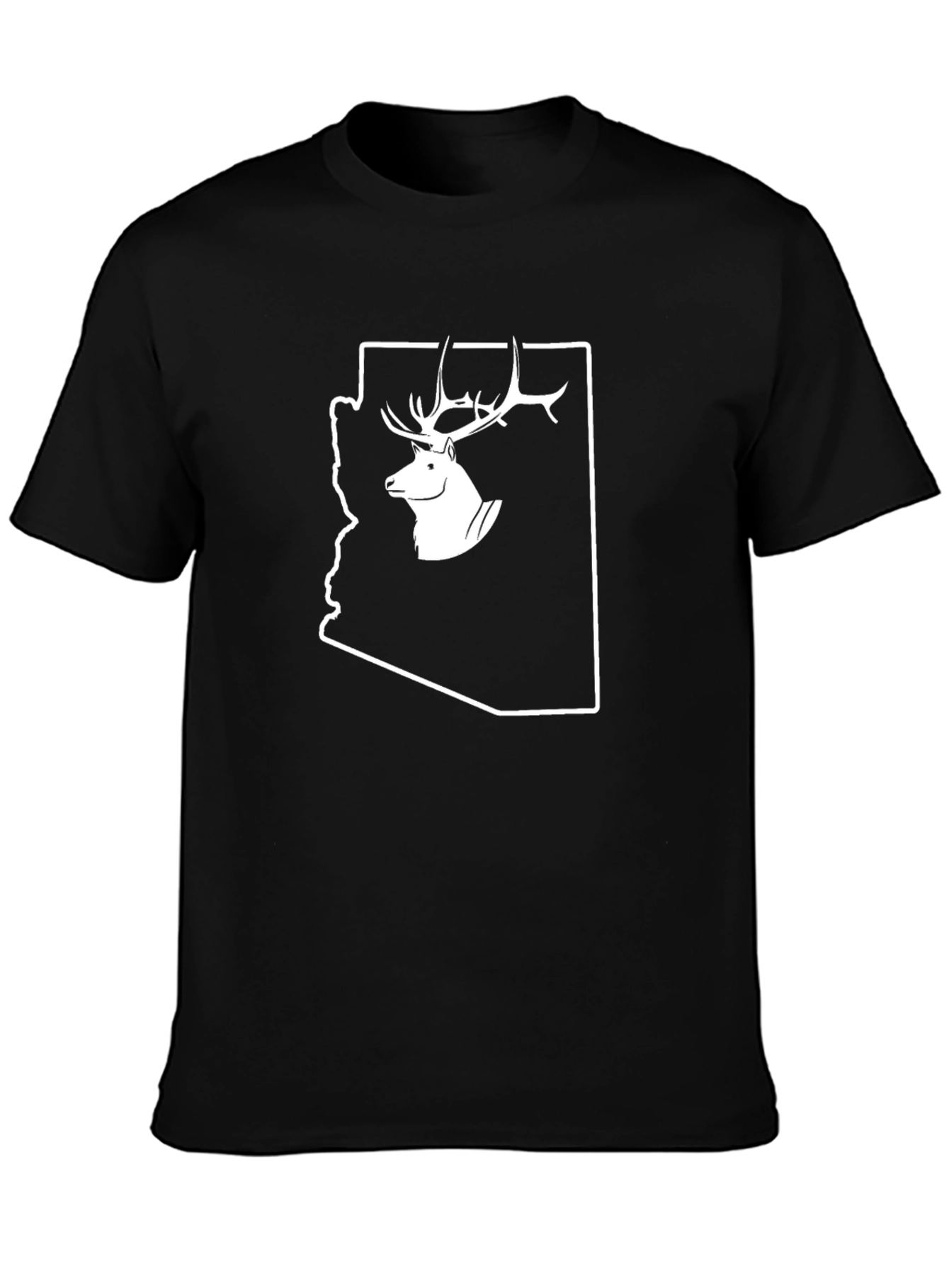 Arizona Deer Graphic Tee - Black Cotton T-Shirt