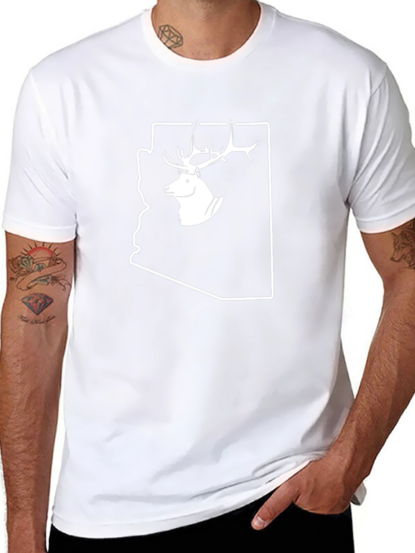 Arizona Deer Graphic Tee - Black Cotton T-Shirt