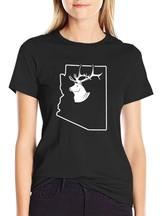 Arizona Deer Graphic Tee - Black Cotton T-Shirt