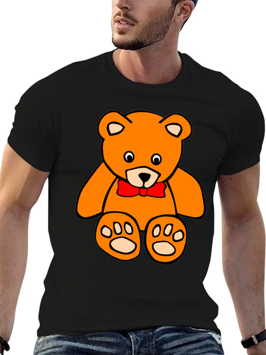 Teddy Bear Graphic Tee - Black Cotton T-Shirt
