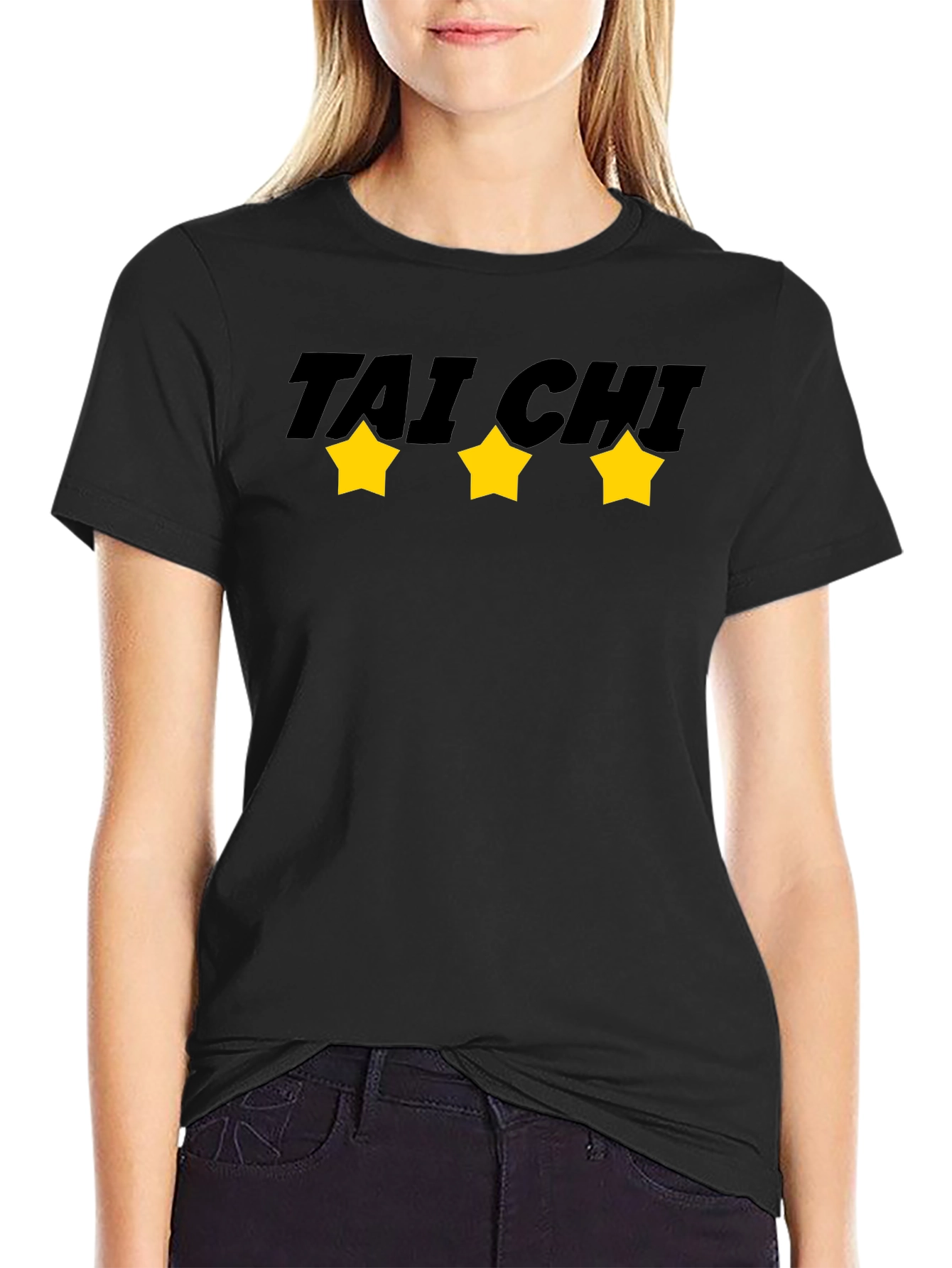 Tai Chi Black T-Shirt with Stars