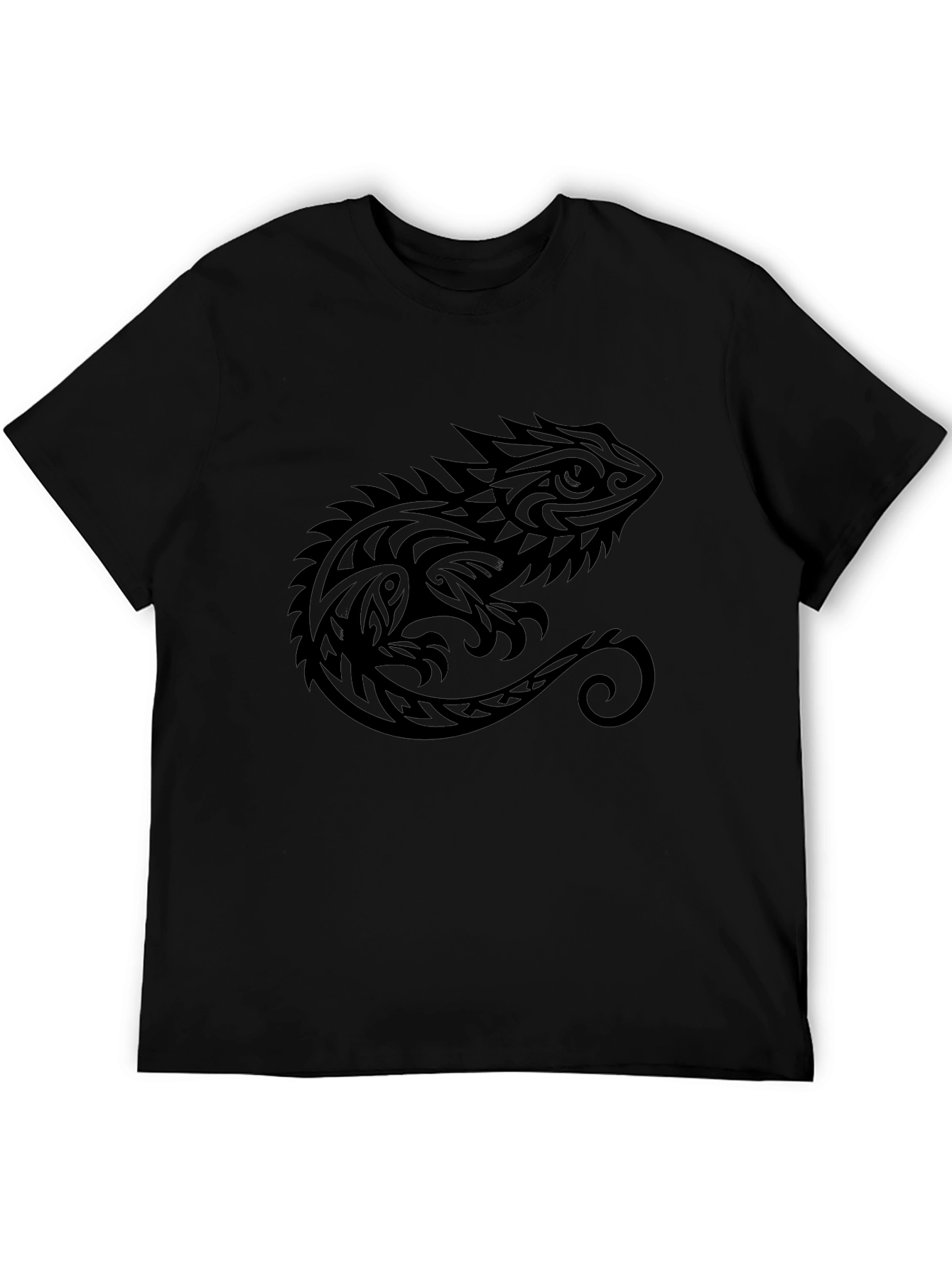 Tribal Lizard Graphic Tee - Black