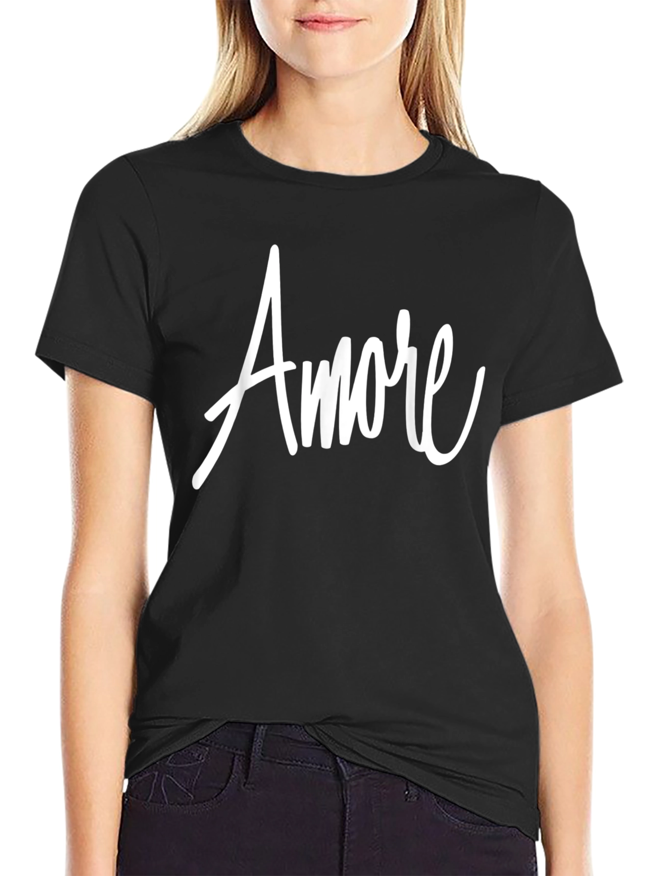 Amore Graphic Tee - Black Cotton T-Shirt