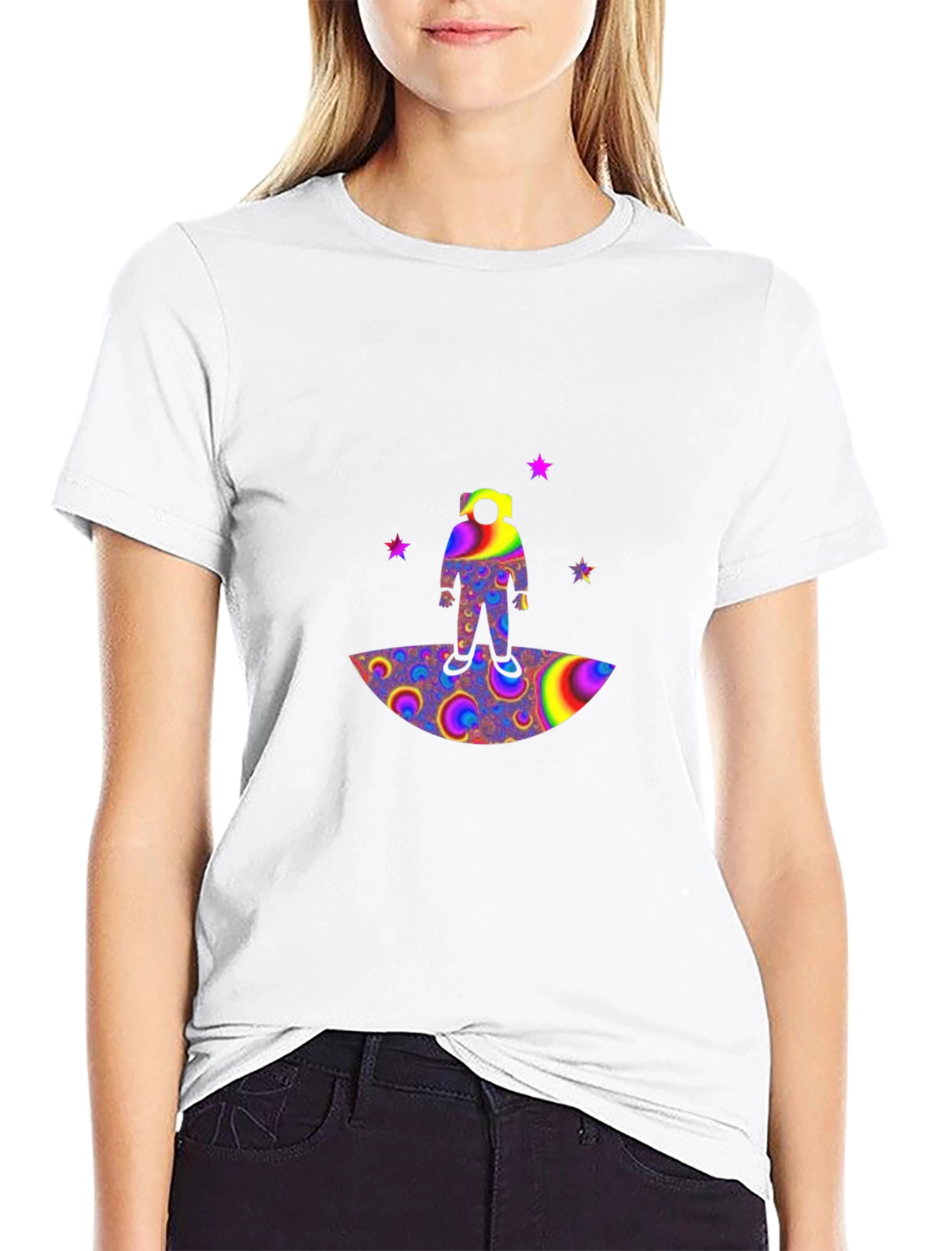 Astronaut Psychedelic Print Black T-Shirt