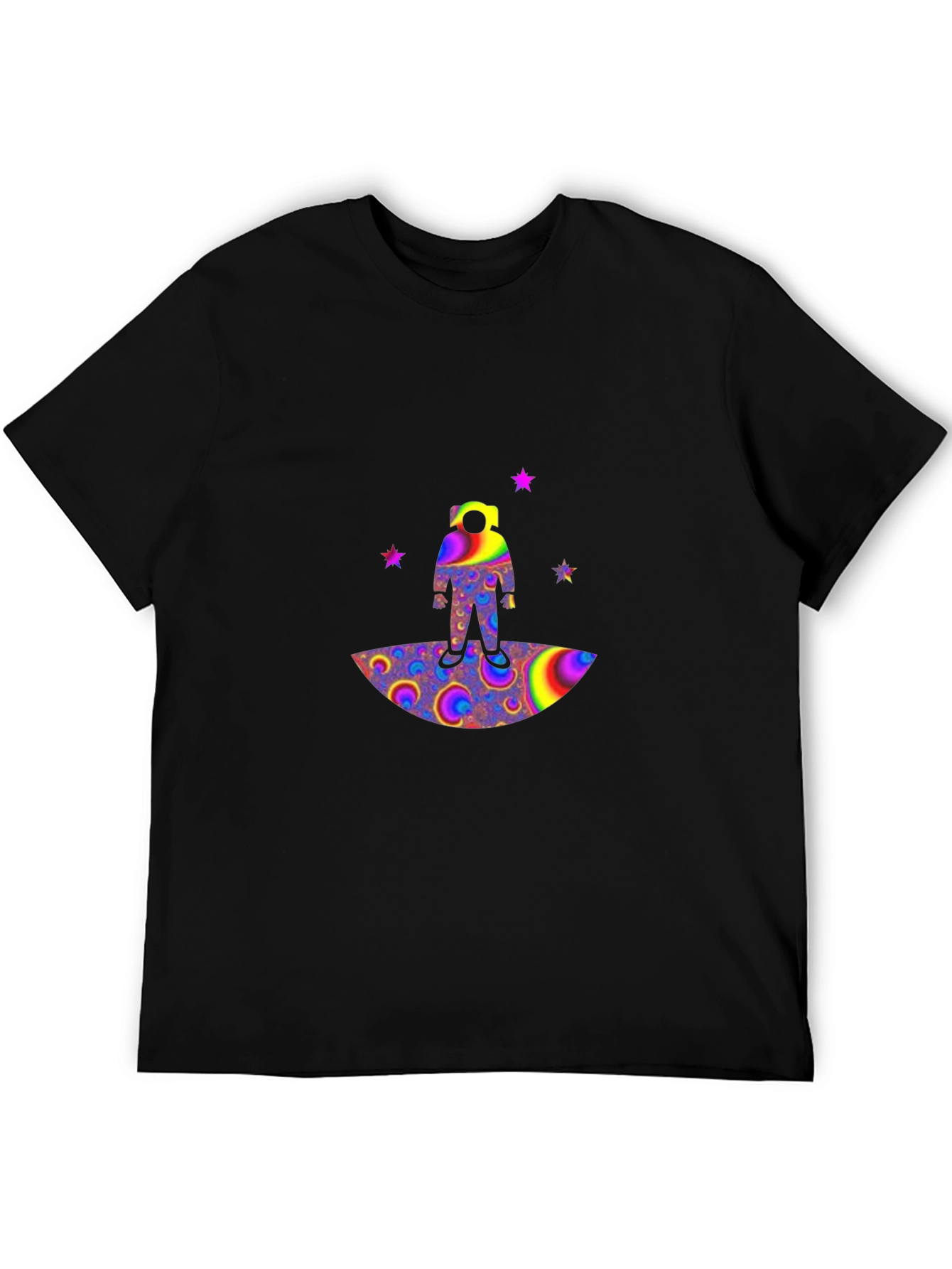Astronaut Psychedelic Print Black T-Shirt