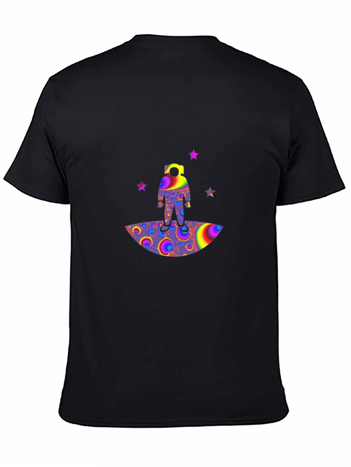 Astronaut Psychedelic Print Black T-Shirt