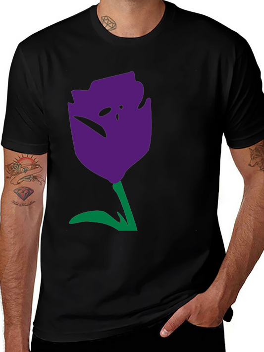 Abstract Tulip Graphic Tee - Unisex Black Cotton Shirt