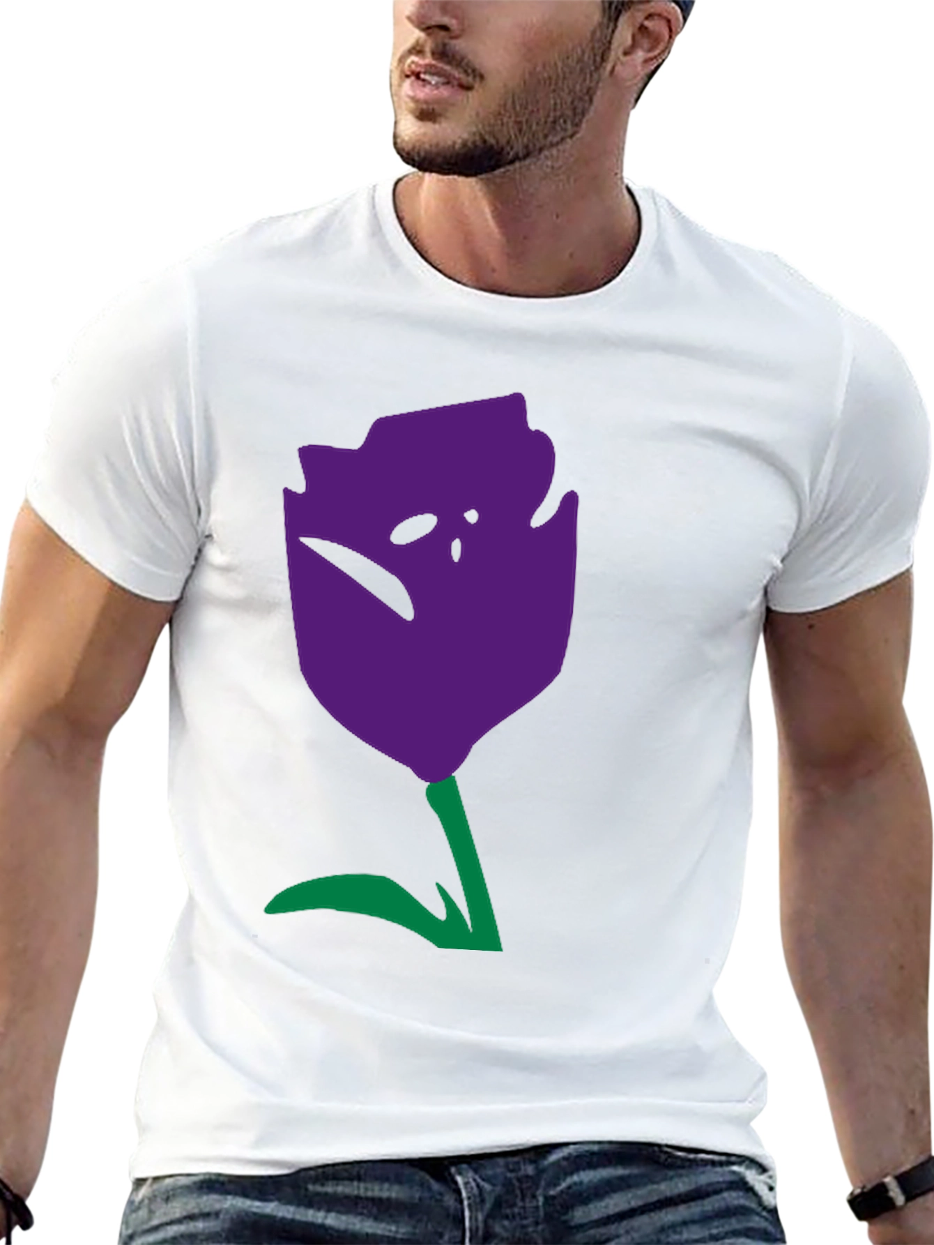 Abstract Tulip Graphic Tee - Unisex Black Cotton Shirt
