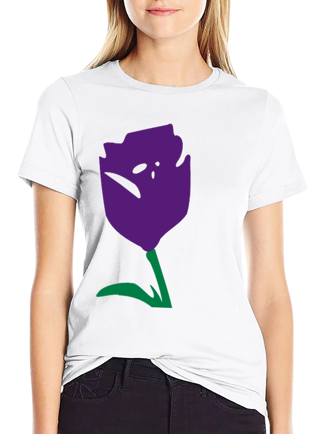 Abstract Tulip Graphic Tee - Unisex Black Cotton Shirt