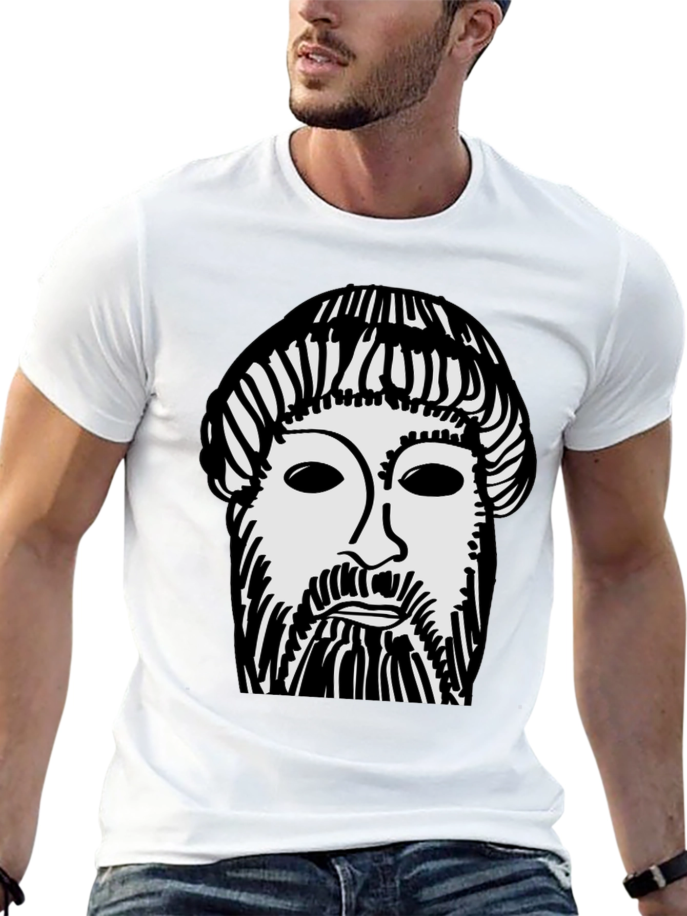 Ancient Face Graphic Tee - Black