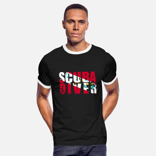 Scuba Diver Red White Flag Vintage Scuba Diving