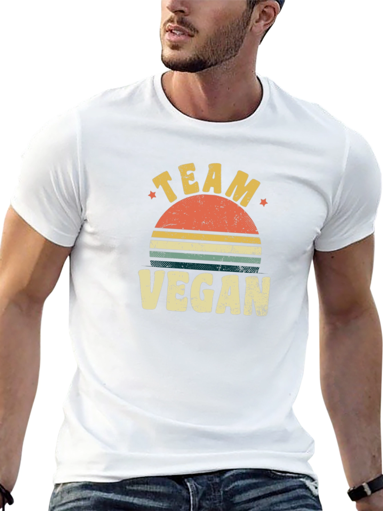 Team Vegan Retro Sunset T-Shirt