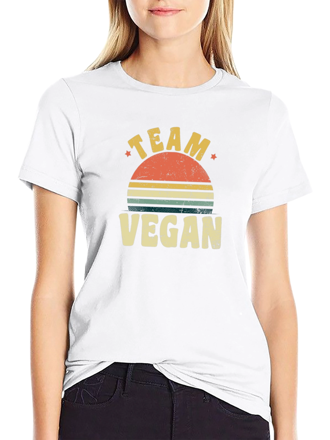 Team Vegan Retro Sunset T-Shirt