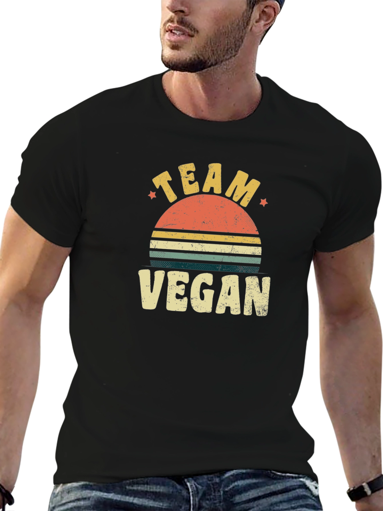 Team Vegan Retro Sunset T-Shirt