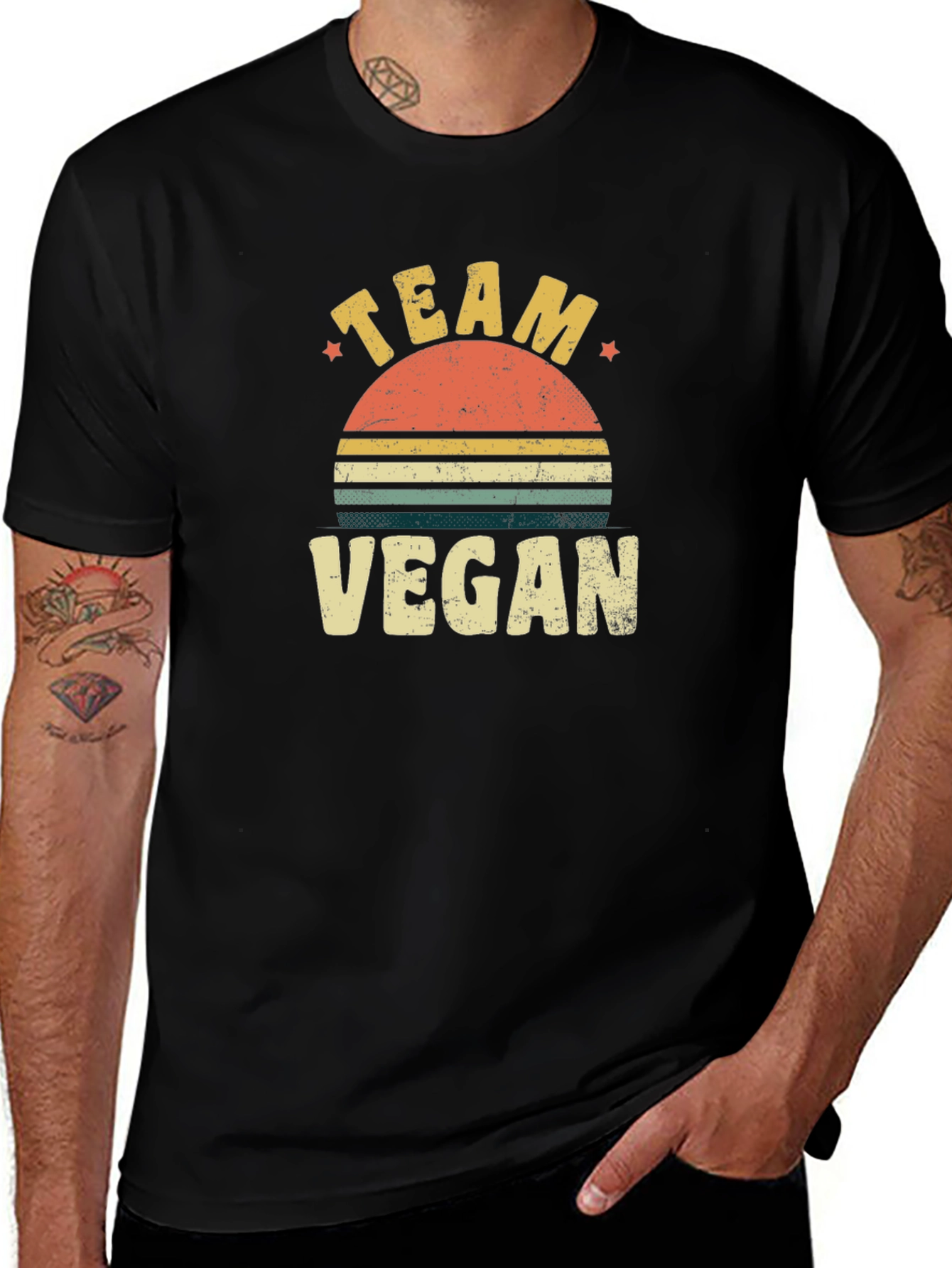 Team Vegan Retro Sunset T-Shirt