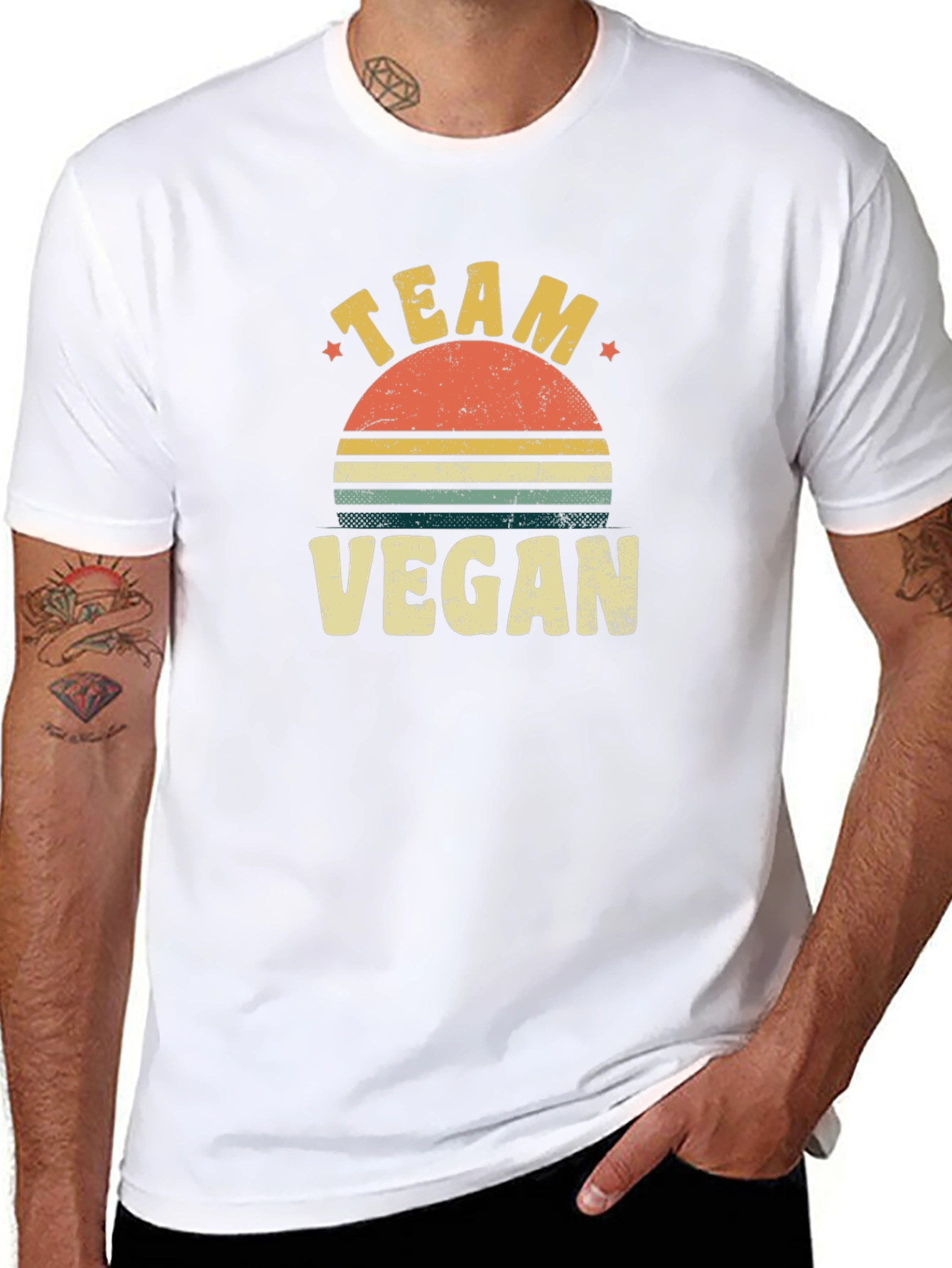 Team Vegan Retro Sunset T-Shirt