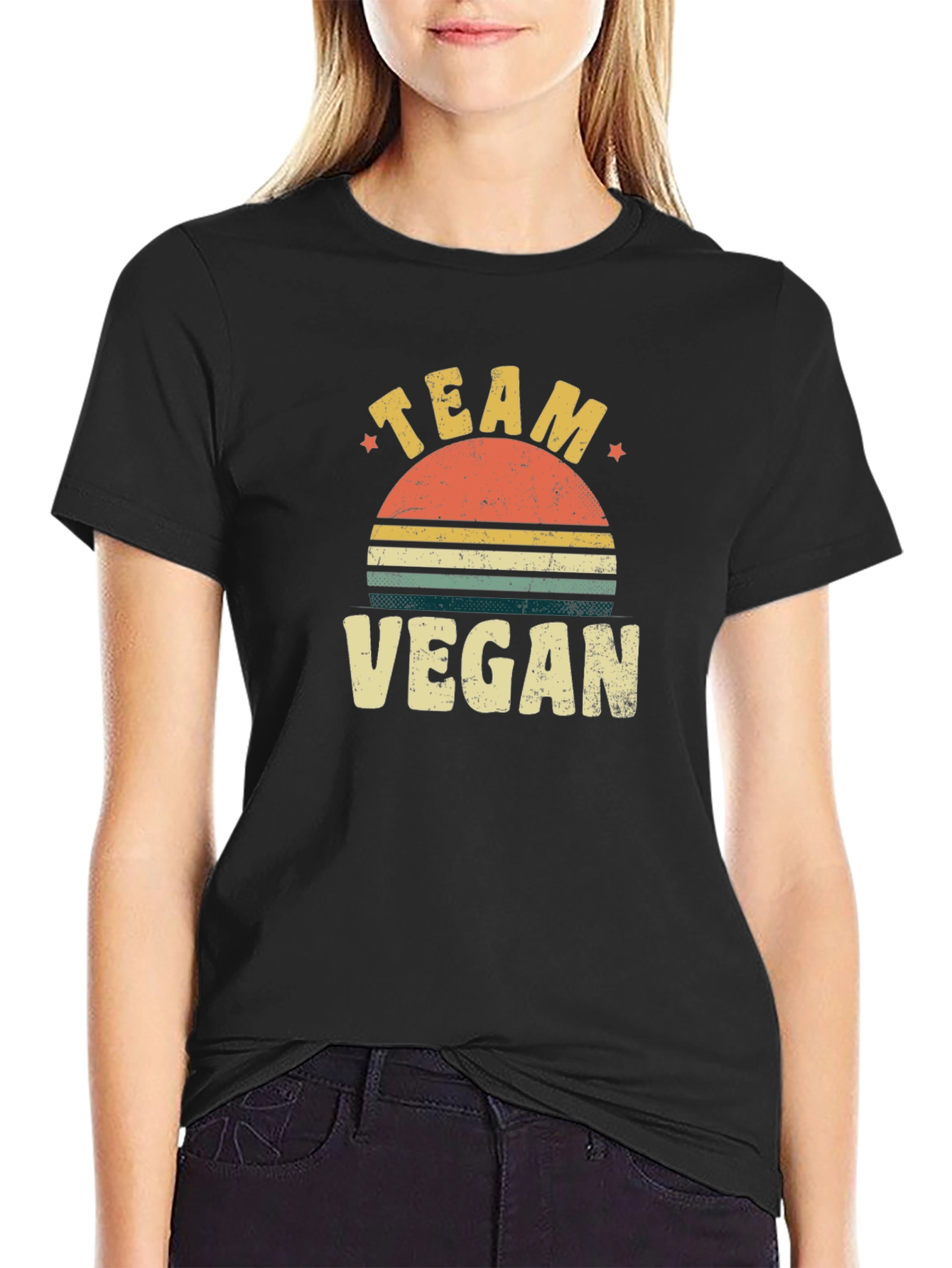 Team Vegan Retro Sunset T-Shirt