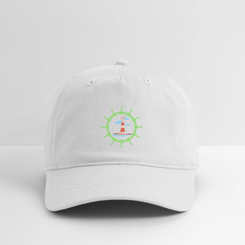 ship steering wheel and lighthouse