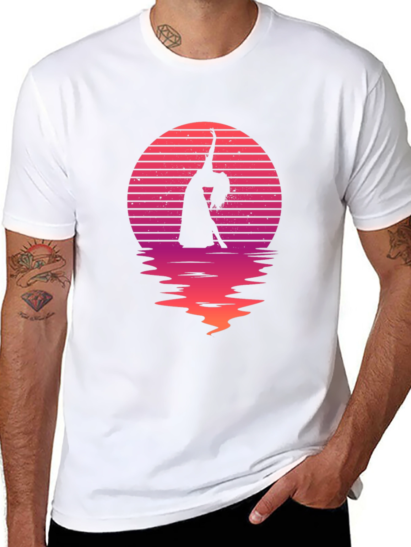 Sunset Dancer Graphic Tee - Black Cotton Shirt