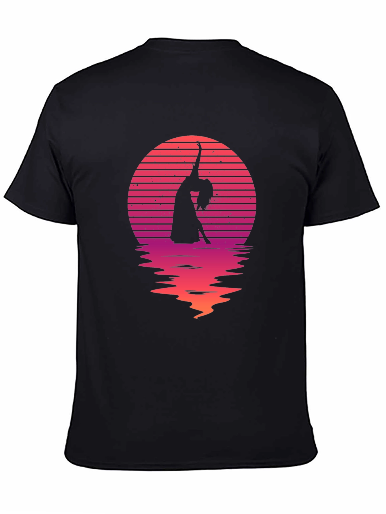 Sunset Dancer Graphic Tee - Black Cotton Shirt