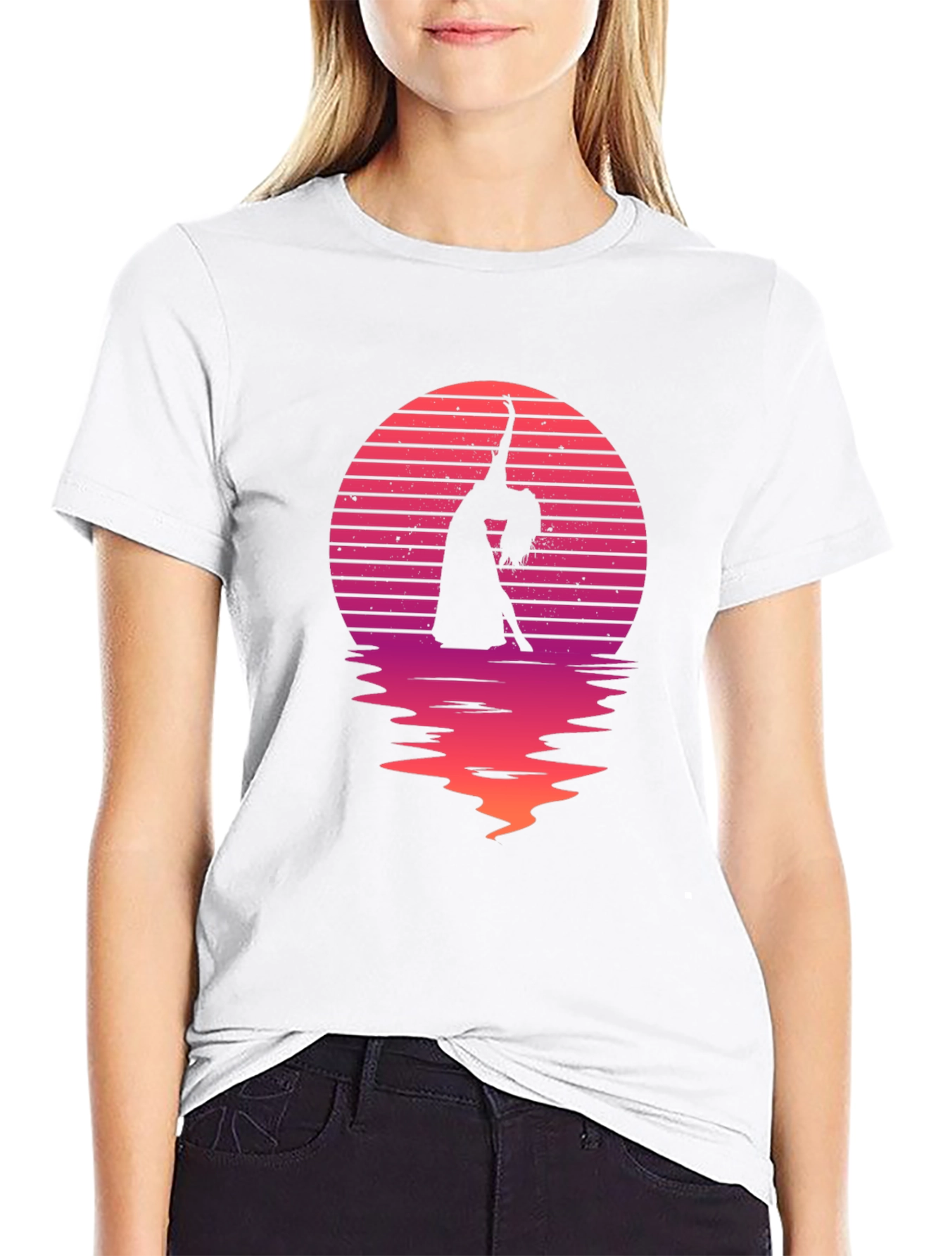 Sunset Dancer Graphic Tee - Black Cotton Shirt