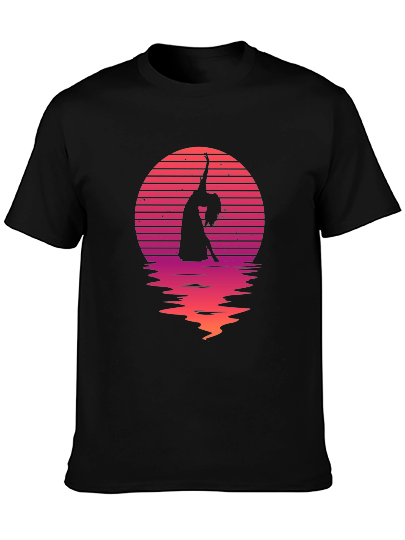 Sunset Dancer Graphic Tee - Black Cotton Shirt
