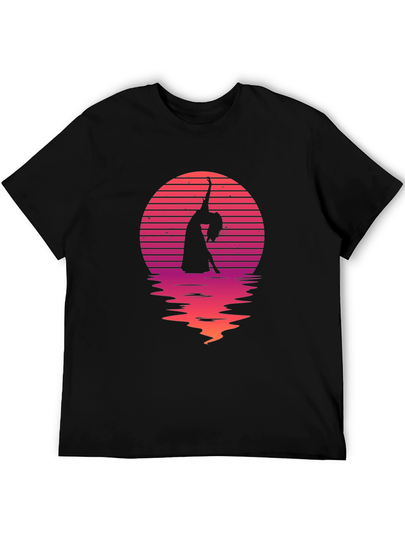 Sunset Dancer Graphic Tee - Black Cotton Shirt