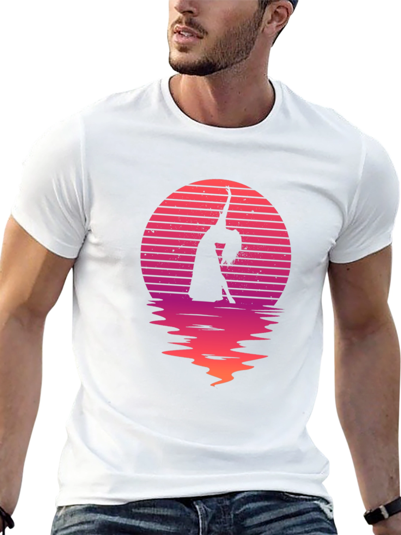 Sunset Dancer Graphic Tee - Black Cotton Shirt