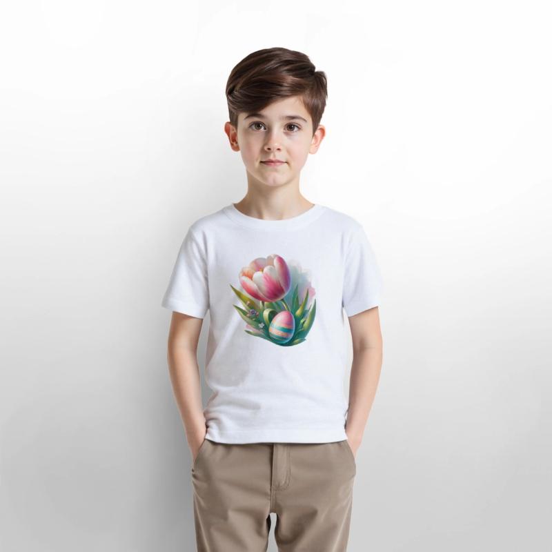 Spring Colorful Tulip With Easter Egg