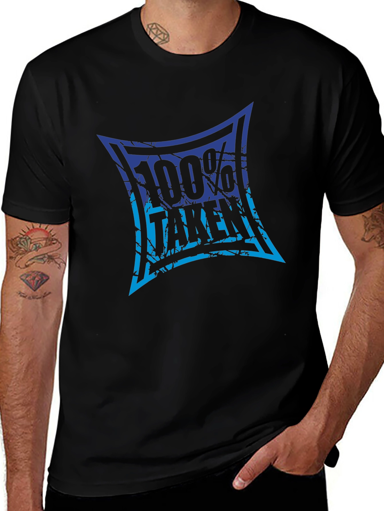 100% Taken Graphic Tee - Black Crew Neck T-Shirt