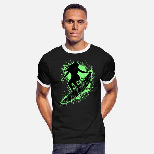 Stylish Female Surfer Surfing Waves