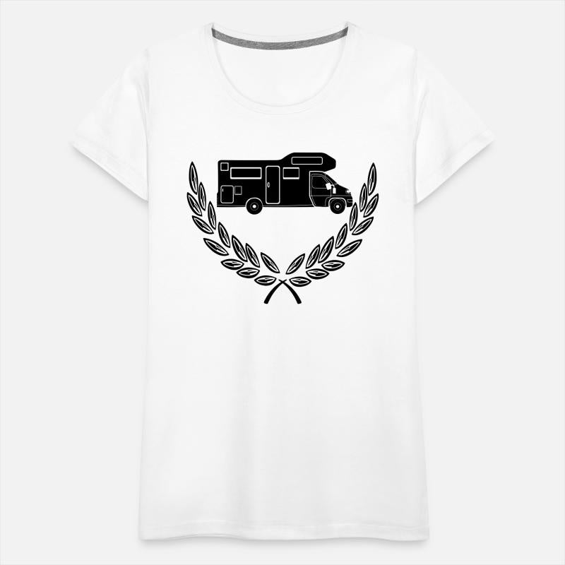 SVG Camper in Laurel Wreath Symbol Travel freedom