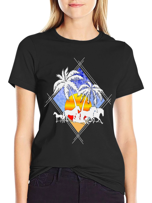 Tropical Horses Black T-Shirt