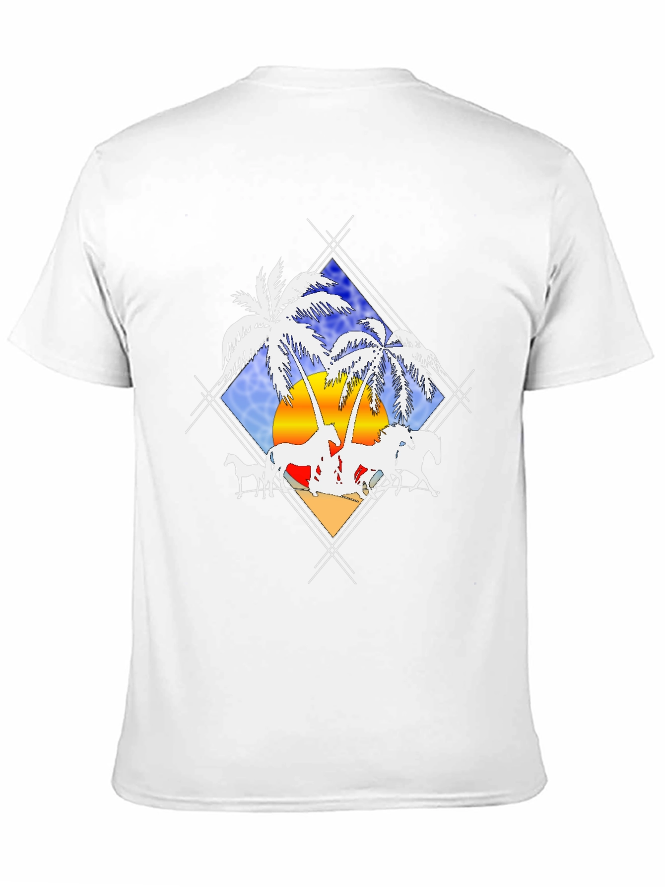 Tropical Horses Black T-Shirt
