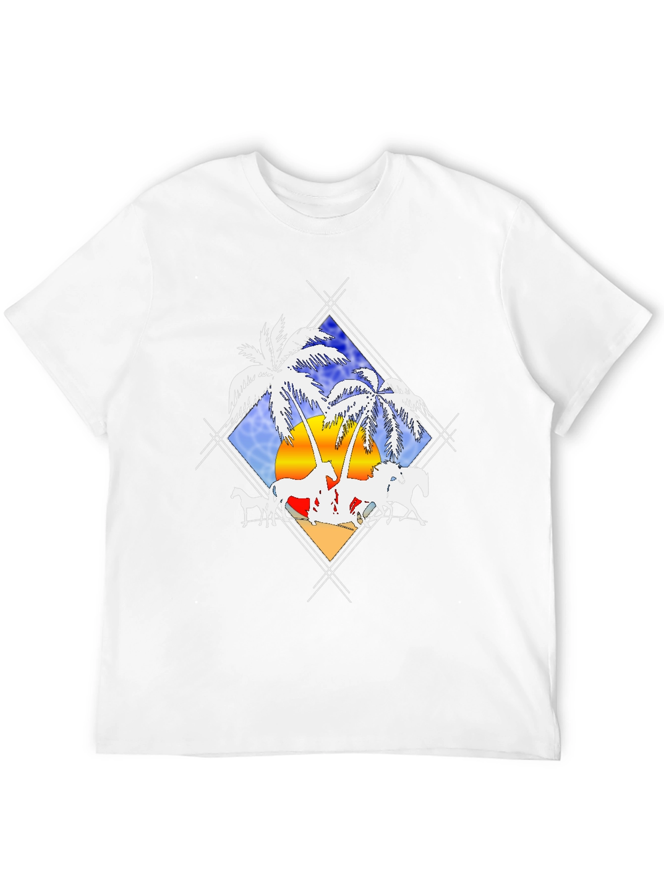 Tropical Horses Black T-Shirt