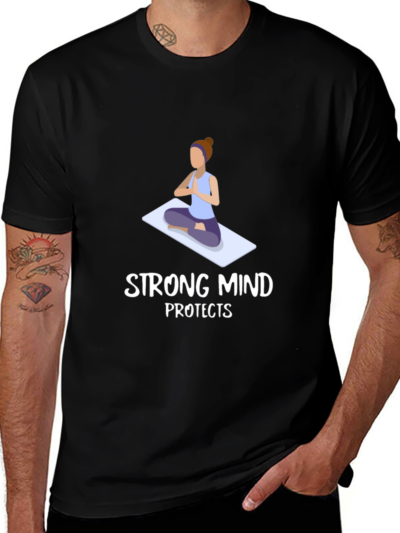 Strong Mind Protects T-Shirt: Yoga Design