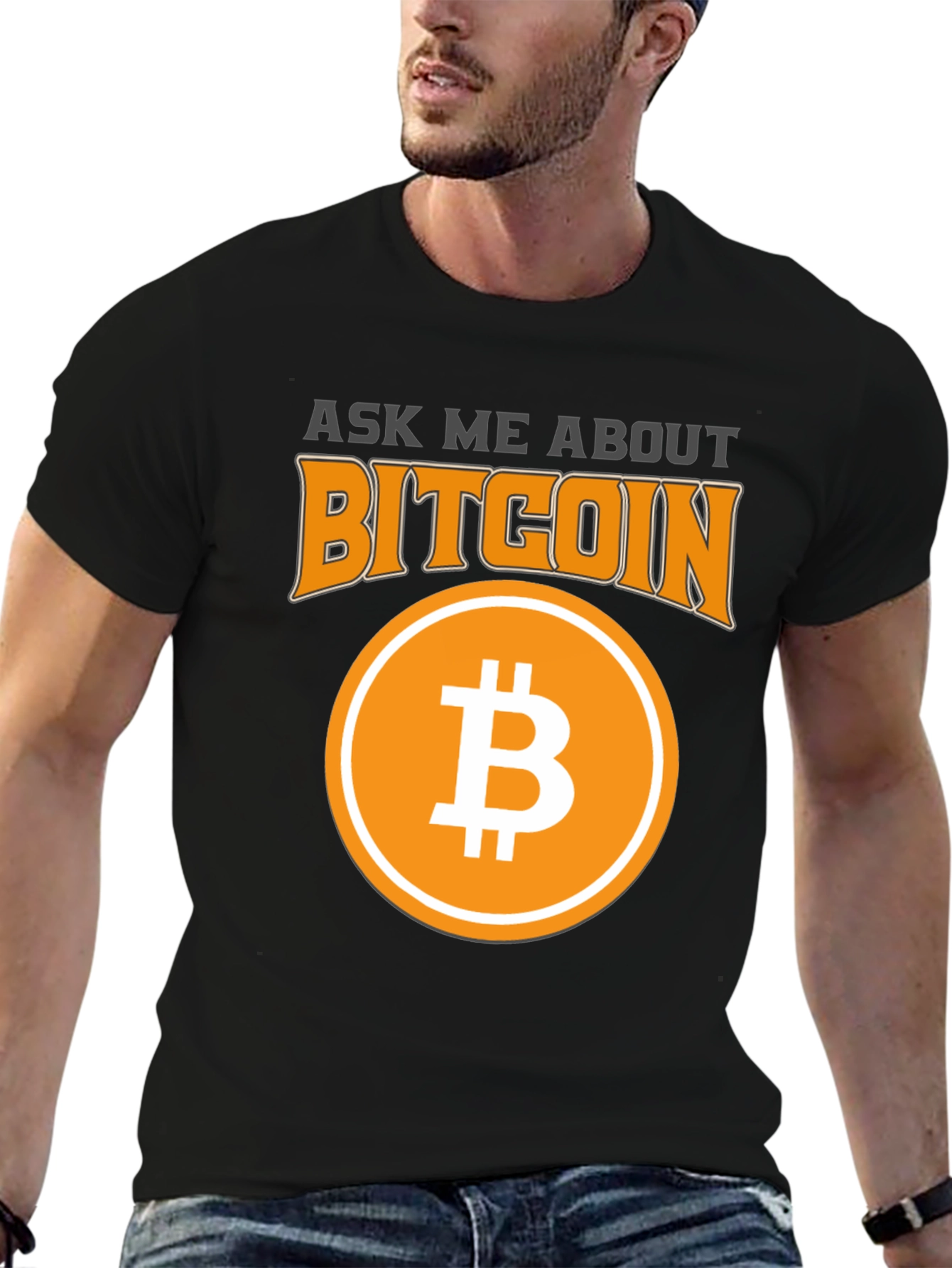 Ask Me About Bitcoin Black Graphic Tee