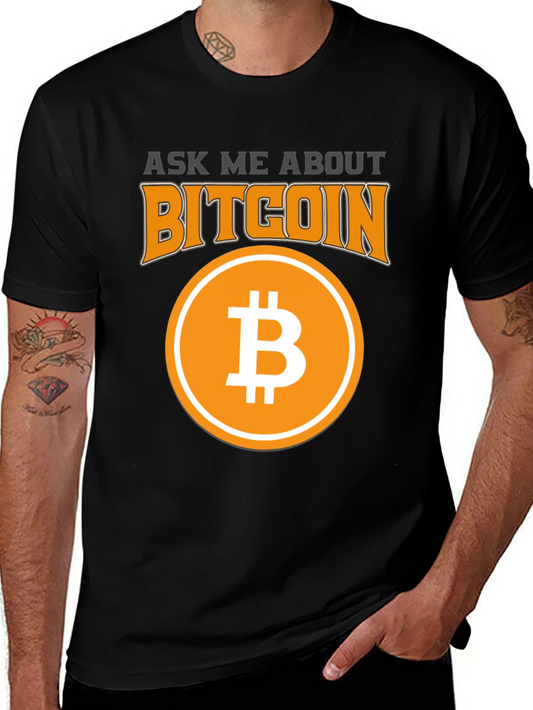 Ask Me About Bitcoin Black Graphic Tee
